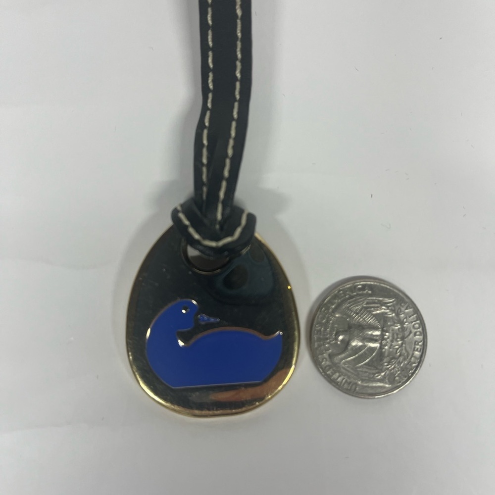 Classic Black Leather Dooney & Bourke Keychain with Blue Duck Emblem - Picture 6 of 7